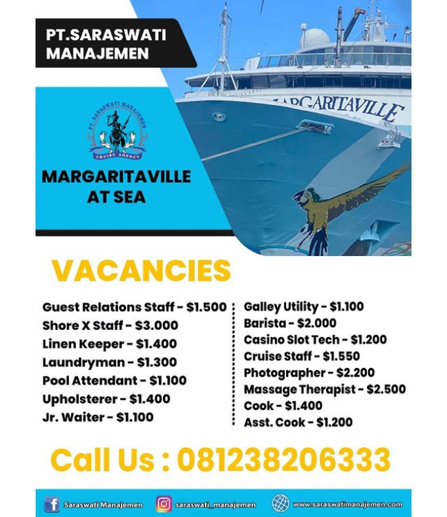 Open Recruitment Position Listed for Margaritaville At Sea
